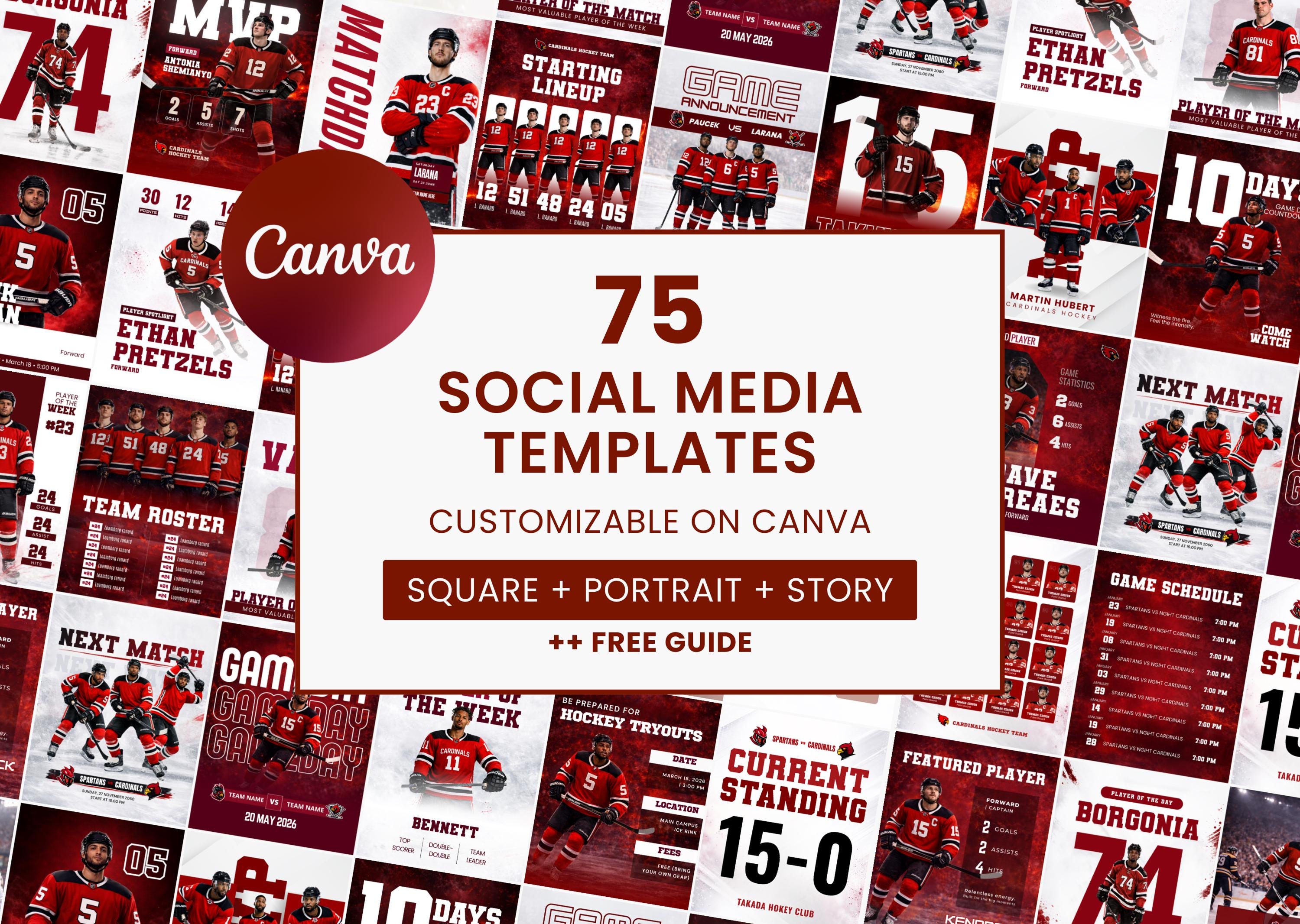 Hockey Social Media Templates | Sports Graphics Bundle | Game Day ...