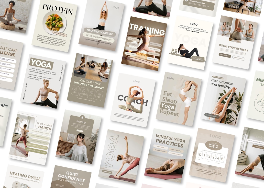 Yoga Social Media Templates Canva | Wellness Instagram Post | Fitness ...