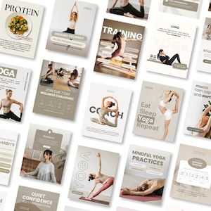 Yoga Social Media Vorlagen Canva | Wellness Instagram Post | Fitness-Trainer | Bearbeitbare meistverkaufte Canva-Vorlage | Digitaler Download