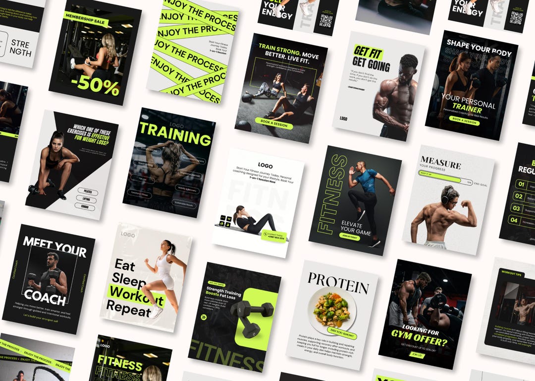 Fitness Coach Canva Templates | Instagram IG Social Media Workout Gym ...