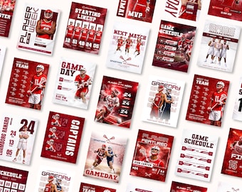 Lacrosse Social Media Templates | Instagram Sports Graphics | Game Day Team Roster Announcement | Editable Best Selling Canva Template
