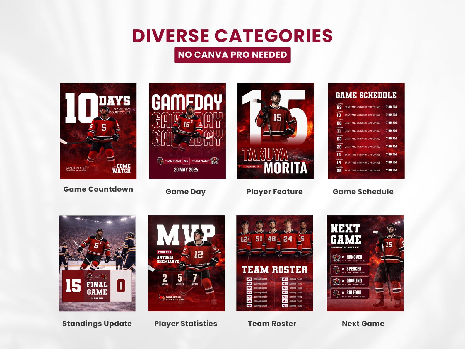 Hockey Social Media Templates | Sports Graphics Bundle | Game Day ...