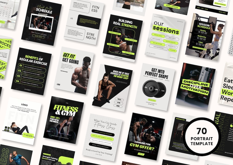 Fitness Coach Canva Templates | Instagram IG Social Media Workout Gym ...