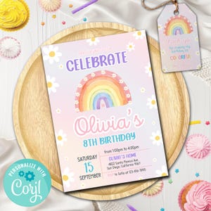 Rainbow Birthday Invitations, Rainbow Birthday Party Invitations, Rainbow Invitations, Invitation Rainbow, Rainbow Party Invitations