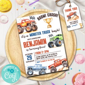 Monster Truck Birthday Invitations, Monster Truck Invitations, Monster Truck Birthday Invitation, Monster Truck Party Invitations