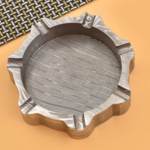 Prime Damascus Steel Handmade Ashtray | Multiple Cigar & Cigarette Rests Ashtray | Ash Collector Accessories | Rare Find Gift