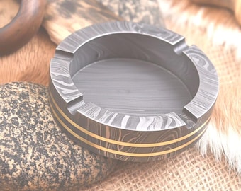 Prime Damascus Steel Handmade Ashtray | Multiple Cigar & Cigarette Rests Ashtray | Ash Collector Accessories | Rare Find Gift