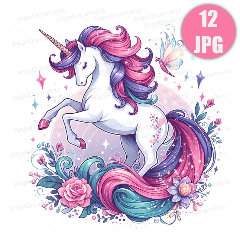 Pastel Kawaii Unicorn Clipart Bundle: High-res Magical Illustrations ...