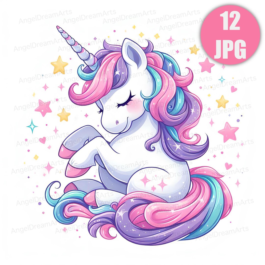 Pastel Kawaii Unicorn Clipart Bundle: High-res Magical Illustrations ...
