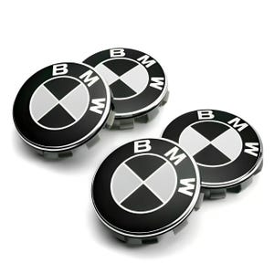 Set of 4 BMW Black Wheel Center Cap Hub Badge