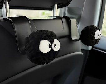 2 ganchos con pompones para reposacabezas de coche, organizadores para el asiento trasero, para bolsos, comestibles, monederos y accesorios de decoración interior.