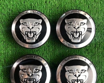Set of 4 Jaguar Wheel Center Caps Alloy Emblem Badge Center Hub Cap