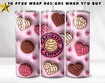 Envoltura 3D para vaso de Cafecito y Pan Dulce: Café mexicano (Descarga digital PNG)
