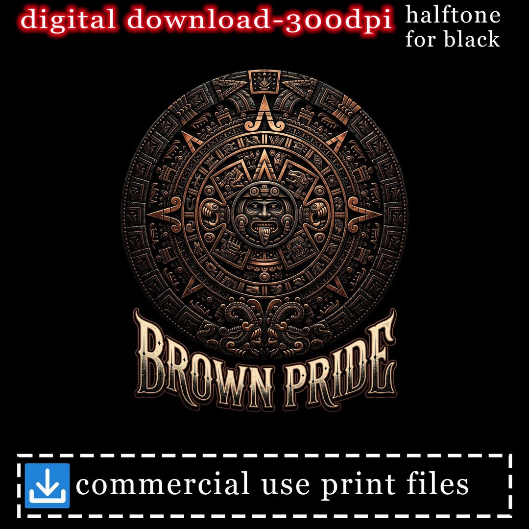 Brown Pride Aztec Calendar Digital PNG Design, Chicano Heritage Art ...