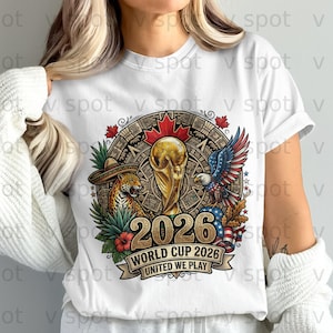 World Cup 2026 "United We Play" graphic with eagle and jaguar.