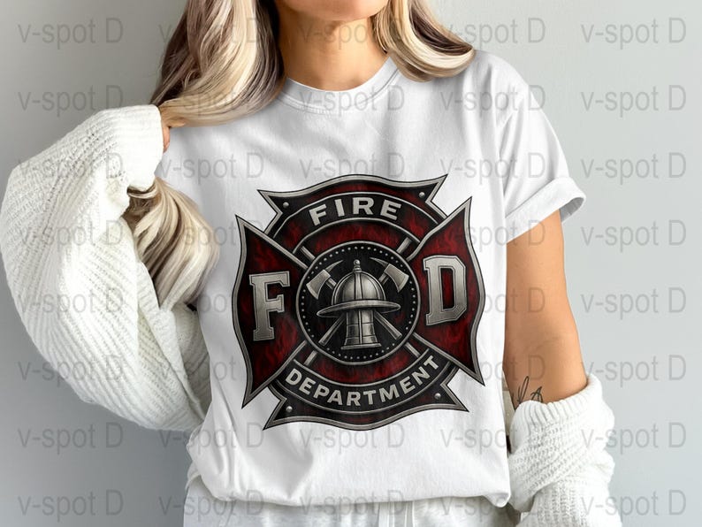 Fire Department T-Shirt, Vintage Firefighter Helmet Graphic Tee, Casual Unisex White Shirt