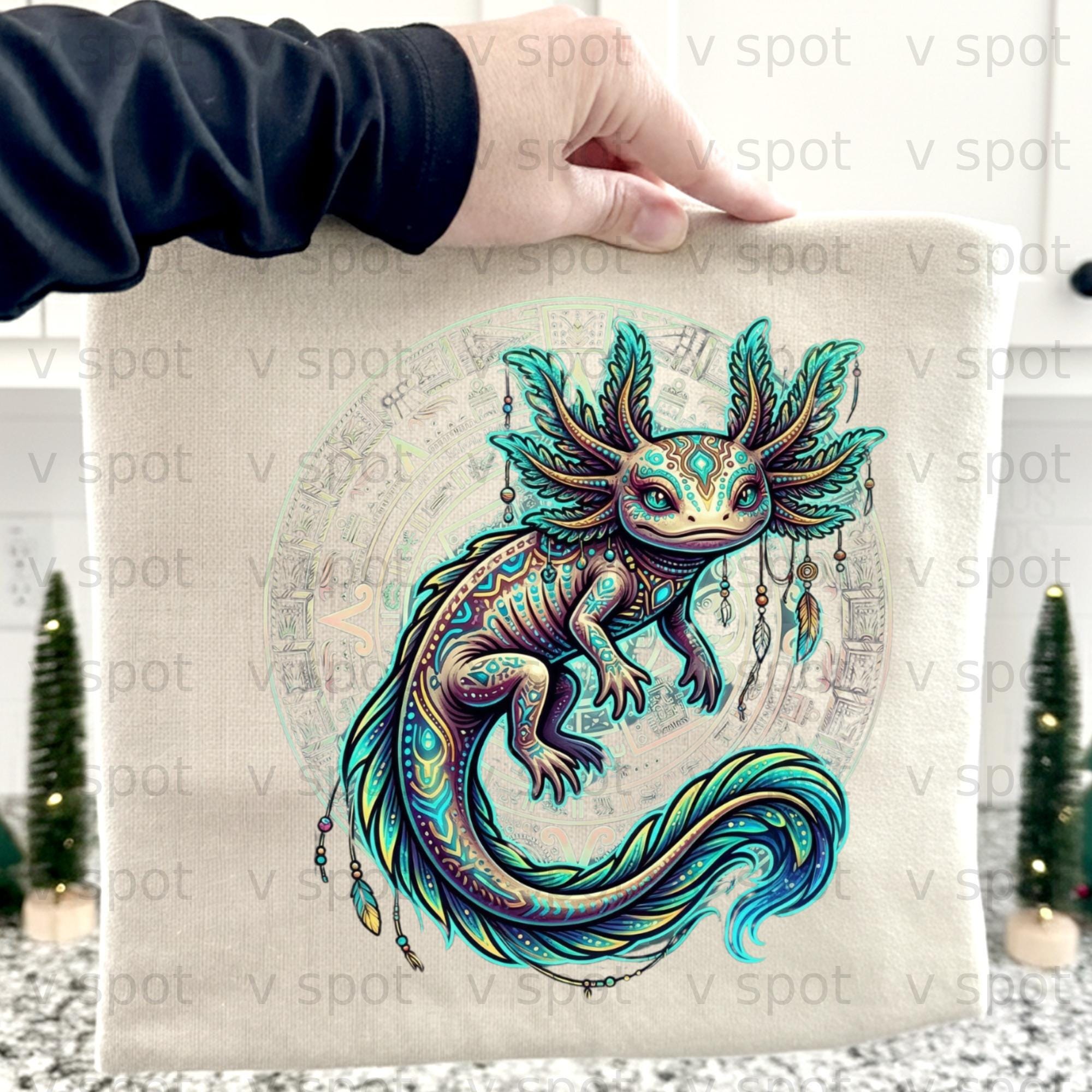 Axolotl PNG, Aztec Tribal Amphibian Art (digital Download) for POD ...