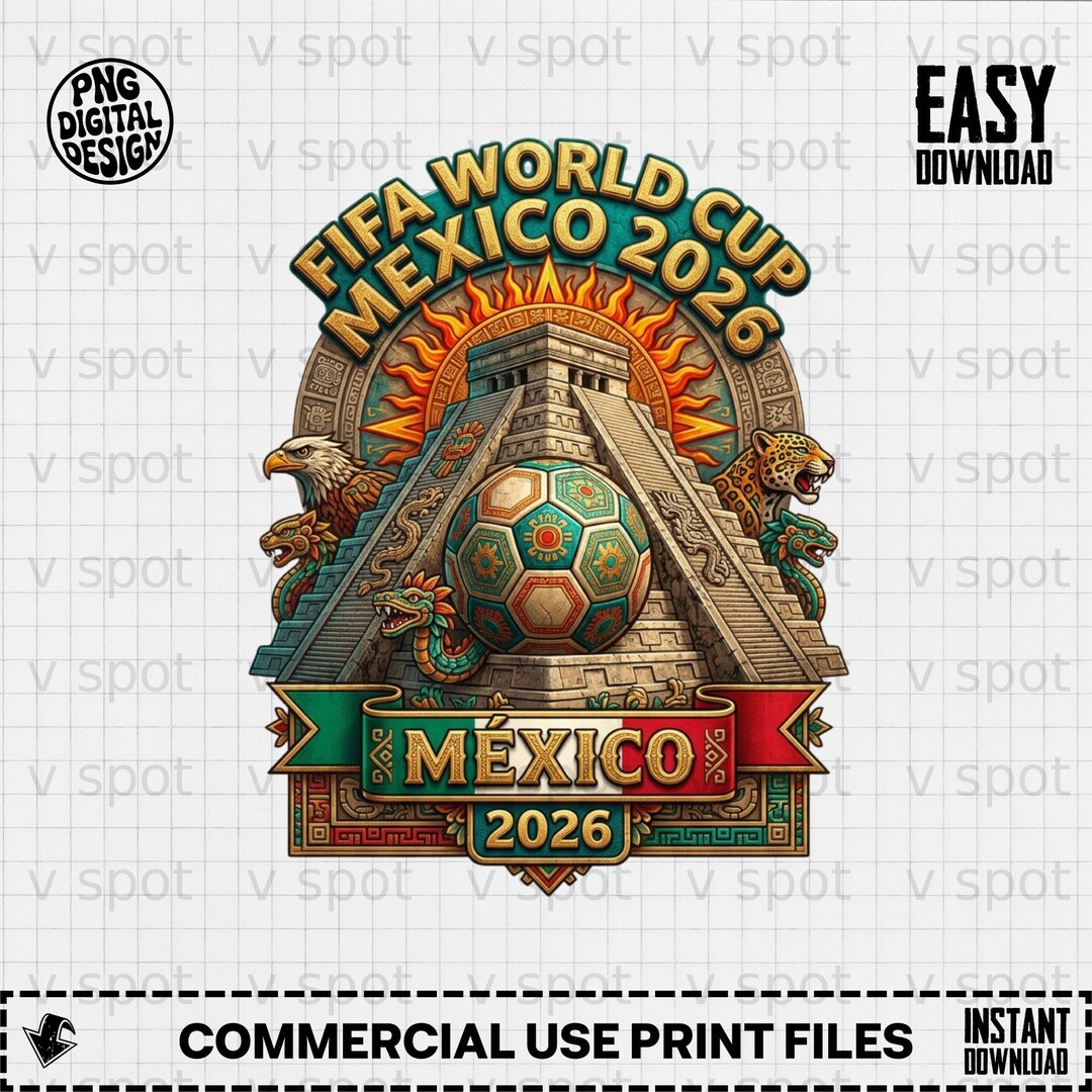 Mexico Soccer 2026 Aztec Pyramid Art Print, Mayan Eagle Jaguar Football ...