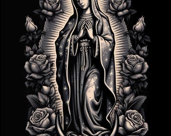 virgen de guadalupe -png  halftone for black only digital file-sublimation dtf.instant downloads-4k image