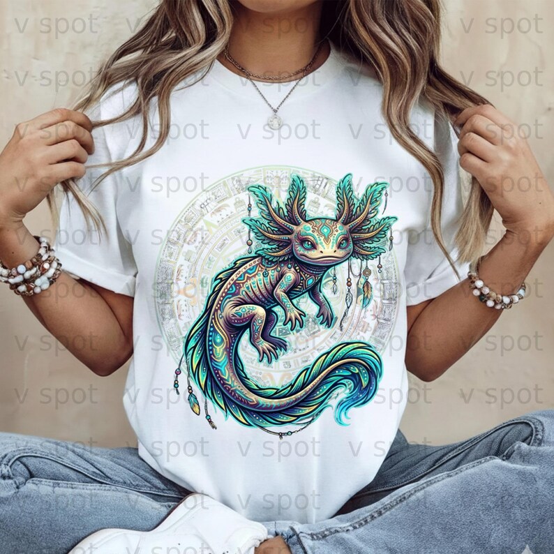 Buy Axolotl PNG, Aztec Tribal Amphibian Art (digital Download) for POD ...