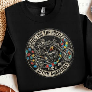 Autismmedvetenhetsbikerskelettdesign (digital nedladdning)