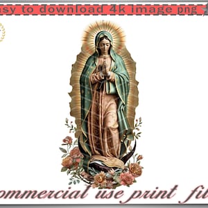 Lady of Guadalupe Digital Image, Virgen de Guadalupe PNG, High Resolution, DTF DTG Ready, T-Shirt, Mug, Sweatshirt Design