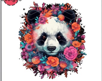 Blumenpanda Bär T-Shirt, künstlerisches Tier T-Shirt