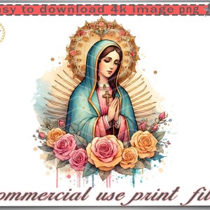 Lady of Guadalupe Digital Art, Virgen de Guadalupe PNG, Catholic Image, Printable Art, Religious Art, DTF DTG Design, Easy Download