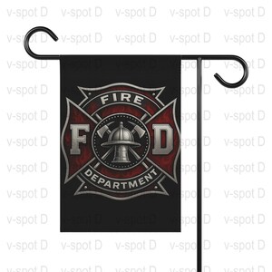 Fire Department Garden Flag, Firefighter Emblem Outdoor Decor, Durable Weather-Resistant Garden Flag