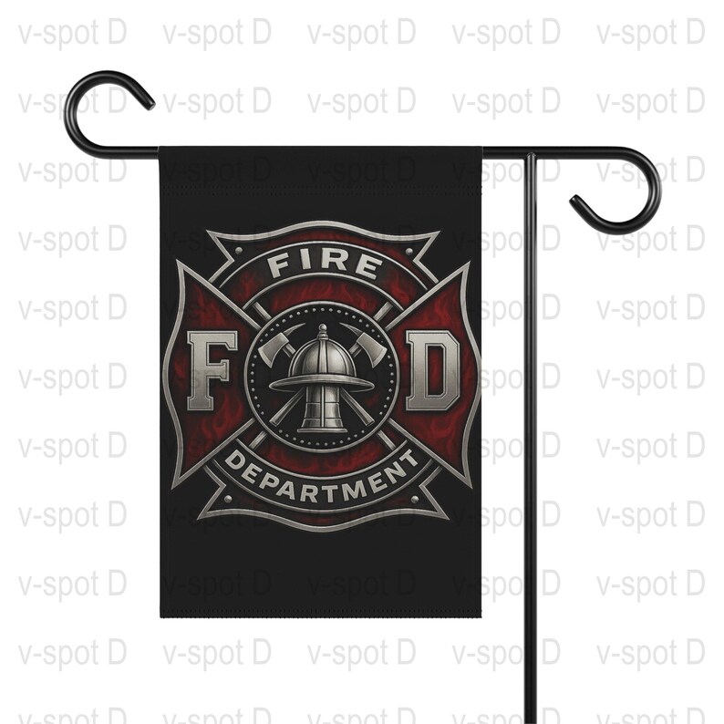 Fire Department Garden Flag, Firefighter Emblem Outdoor Decor, Durable Weather-Resistant Garden Flag