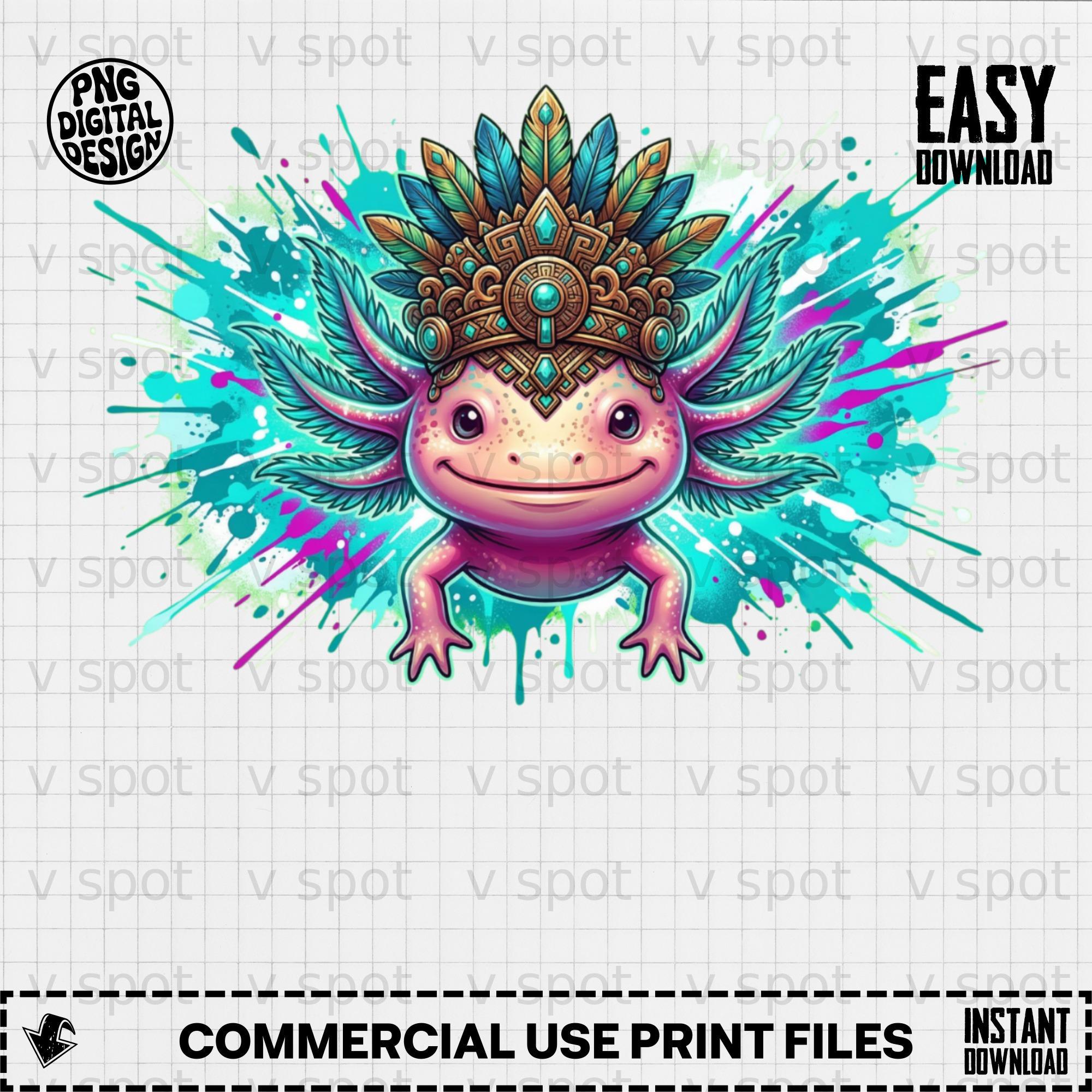 Crowned Axolotl PNG, Aztec Mayan Tribal King Art (digital Download) - Etsy
