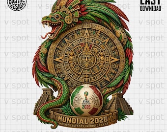 Fußball WM 2026 Quetzalcoatl Azteken Kunstdruck (Digital Download)