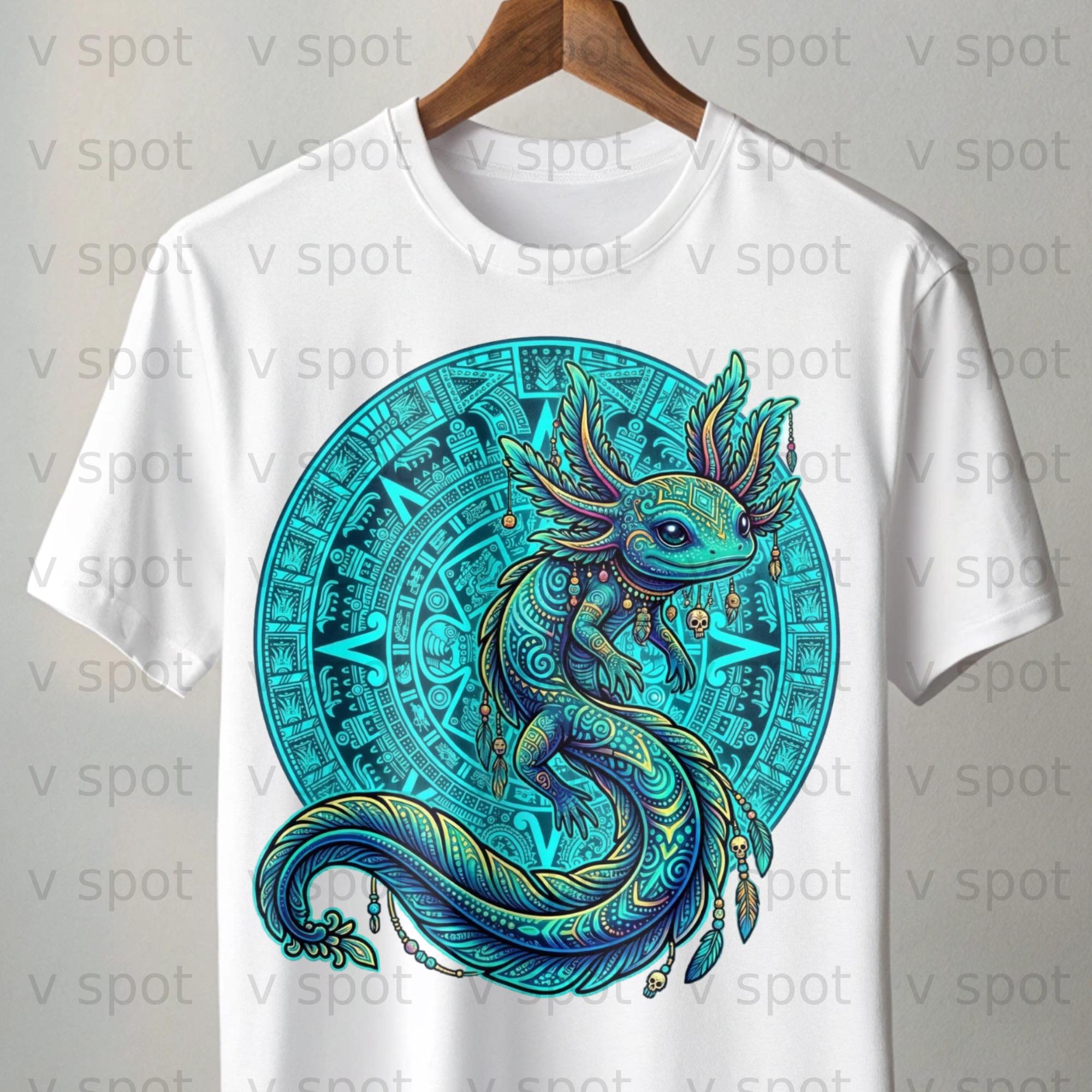 Aztec Axolotl Print, Mystical Mesoamerican Calendar Art (digital ...