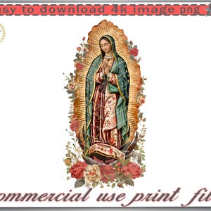 Lady of Guadalupe Digital Image, Virgen de Guadalupe, PNG, T-shirt Design, Mug Design, Sweatshirt Design, DTF, DTG, High Resolution