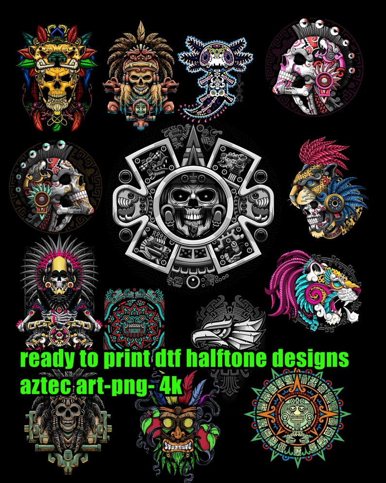 Huichol Aztec -png Halftone for Black Only Digital File-sublimation Dtf ...