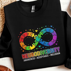 Neurodiversity Infinity Symbol Graphic, Autism Awareness Puzzle Rainbow (Digital Download)