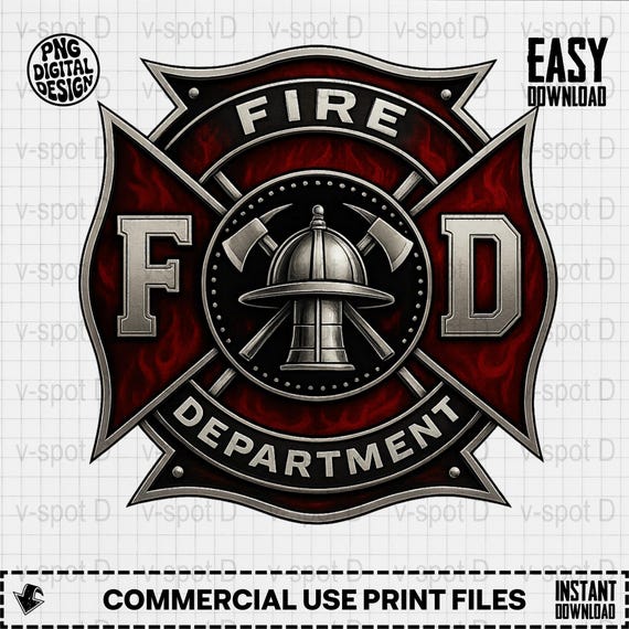 Fire Department Maltese Cross Clip Art: High-Resolution 300 DPI Graphic