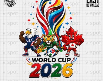 Wereldbeker 2026 mascottes, png-bestand – voetbalfanart VS, Mexico, Canada (digitale download)
