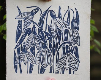 Snowdrop Lino Print