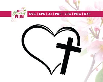 Jesus Heart Cross SVG, Christian Cut File (Digital Download)
