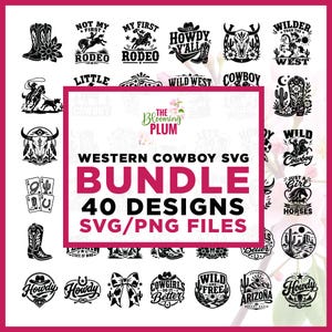 Western Cowboy SVG Bundle, Wild West Rodeo Designs, Country Graphics (Digital Download)