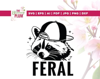 Feral Raccoon SVG, Racoon With Hat, Panda Hat Design, Cricut, Sublimation, Rock On Trash, Redneck Laser, Engraving File, Wild Animal Clipart