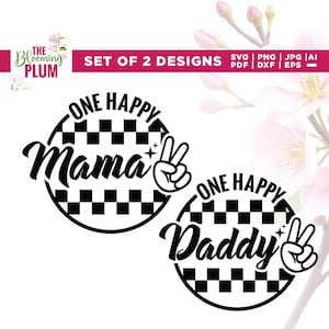 Camisetas de aniversário "One Happy Dude" (SVG), "Mamãe e Eu" (SVG), Cricut, sublimação, traje de aniversário combinando, "One Happy Daddy Mama" (SVG)