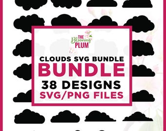 Pacote de arquivos SVG de nuvens, designs para Cricut e sublimação (download digital)