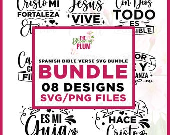 Spanish Bible Verse SVG Bundle, Christian T-Shirt Designs (Digital Download)