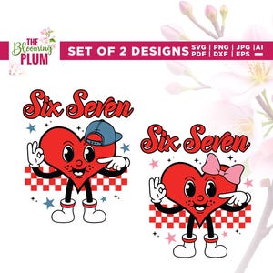 Rolig sex sju hjärtan SVG, Alla hjärtans dag barndesign (digital nedladdning)