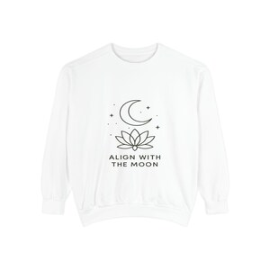 Align With The Moon Sweater | Unisex Garment-Dyed Sweatshirt, Boho Chic, Cozy Gift, Zodiac Apparel, Astrological Sweatshirt, Moon [...]