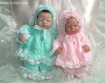 Knitting pattern for small 10 inch dolls, Emmy, Berenguers