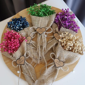 Hochzeit Gefälligkeiten, Getrocknete Blumenstrauß, Hochzeit Gunsten Magnet, personalisierte Geschenke, Brautparty Gefälligkeiten, Hochzeit Gastgeschenke, rustikale Hochzeit
