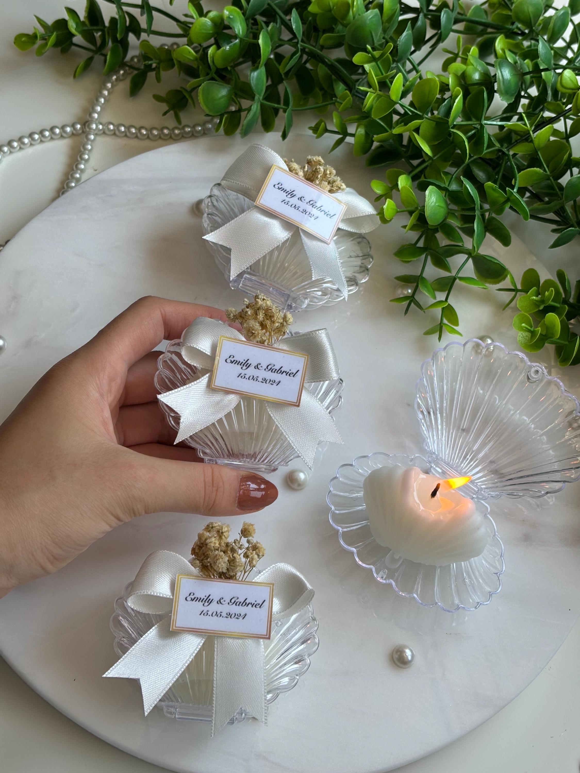 Shell Favour Personalized Sea Shell Candle Favor, Wedding Candle Favor, Engagement ...